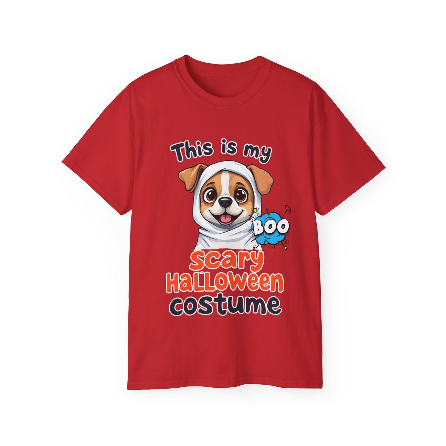 Cute Funny Dog Cartoon This is My Scary Halloween Costume Unisex Organic T-Shirt