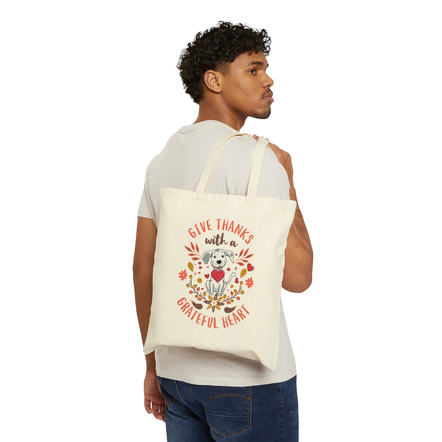 Give Thanks with a Grateful Heart Thanksgiving Cotton Canvas Tote Bag