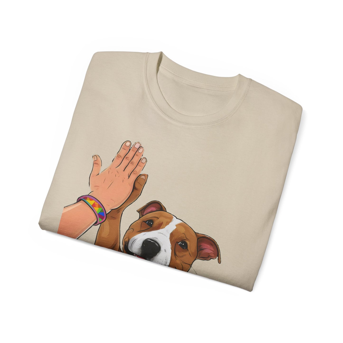 Cute Funny Cartoon Staffordshire Bull Terrier Unisex Organic T-Shirt