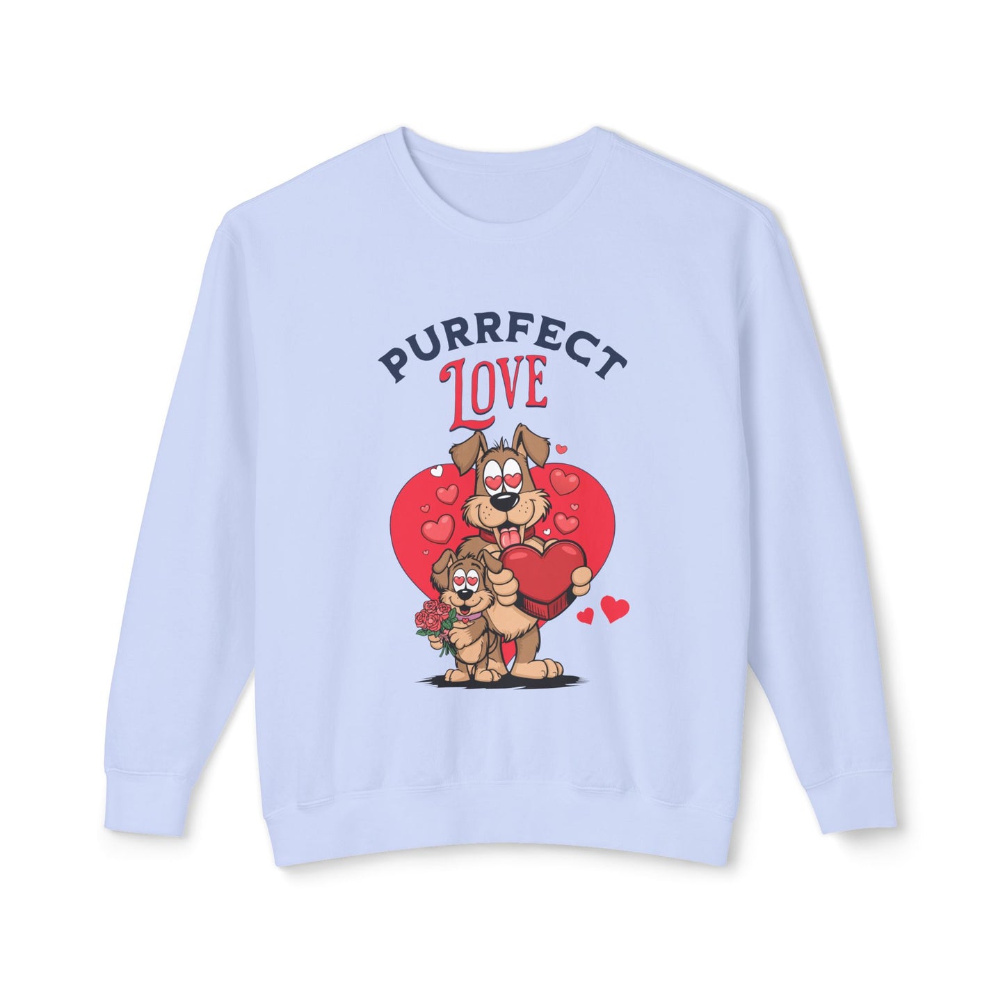 Cute Dog Cartoon Purrfect Love Valentine's Day Crewneck Sweatshirt