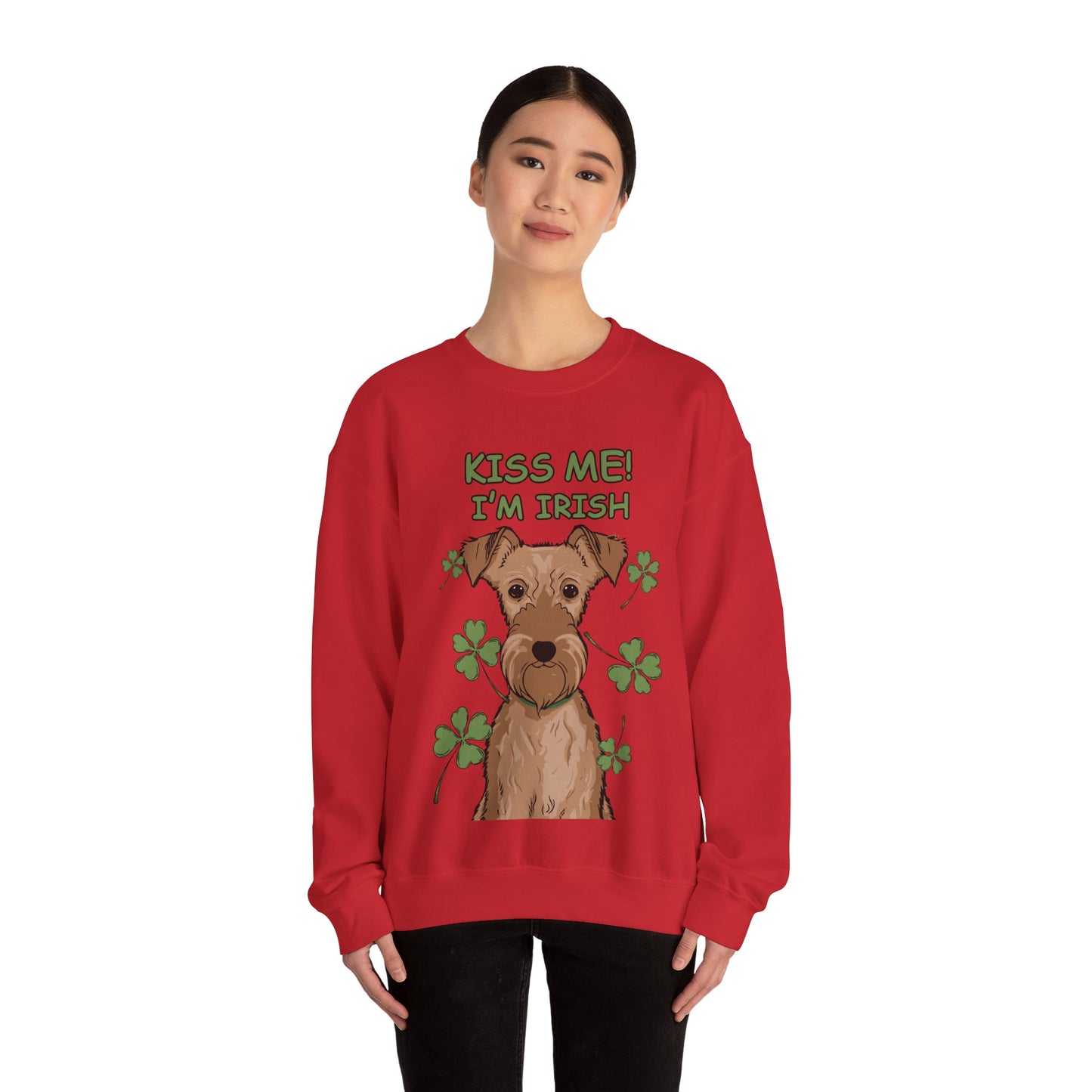 Cute Dog Cartoon St Patrick's Day Irish Terrier Crewneck Sweatshirt