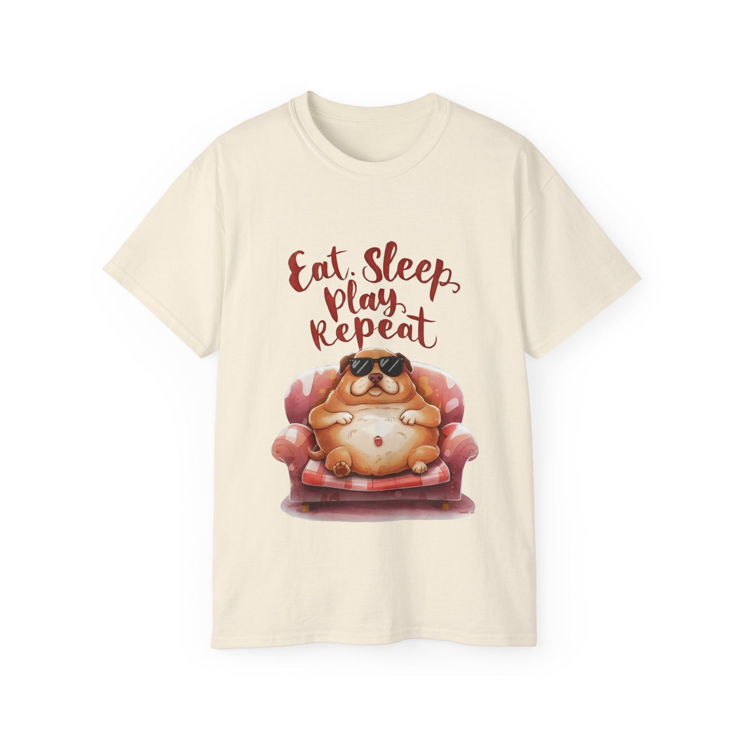 Cute Dog Cartoon Eat Sleep Play Repeat Meme Unisex Organic T-Shirt