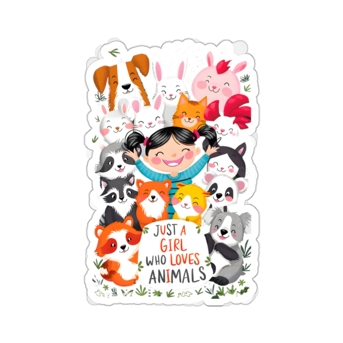 Cute Cartoon Just a Girl Who Loves Animals Kiss-cut Stickers