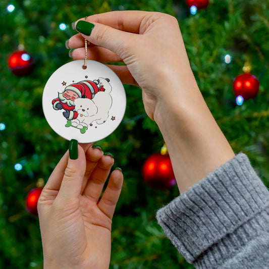 Cheeky Bichon Christmas Ceramic Ornament, 4 Shapes