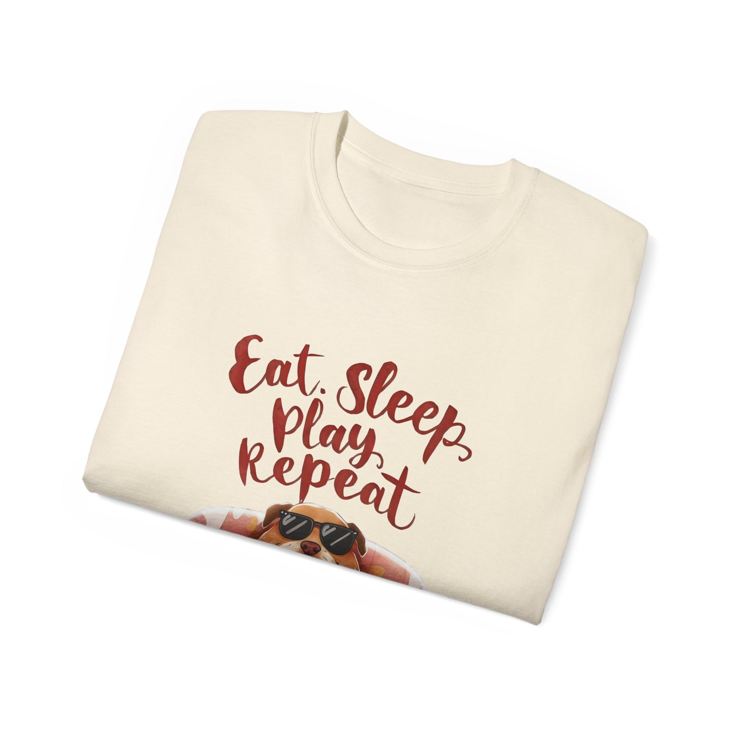 Cute Dog Cartoon Eat Sleep Play Repeat Meme Unisex Organic T-Shirt