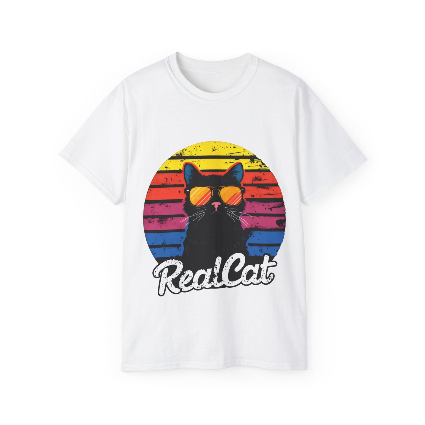 Cute Funny Cartoon Real Cat Unisex Organic T-Shirt