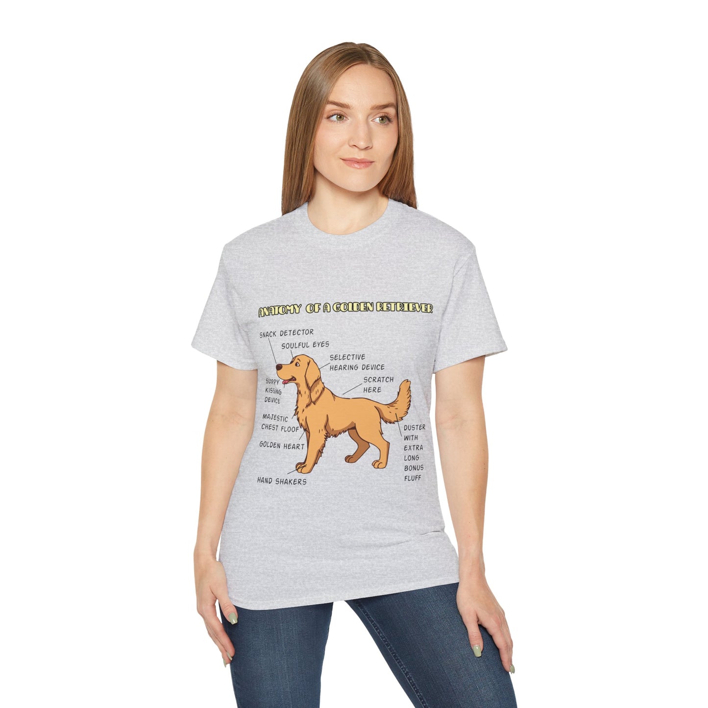 Dog Anatomy Unisex Tee - Cute Golden Retriever Cartoon Design