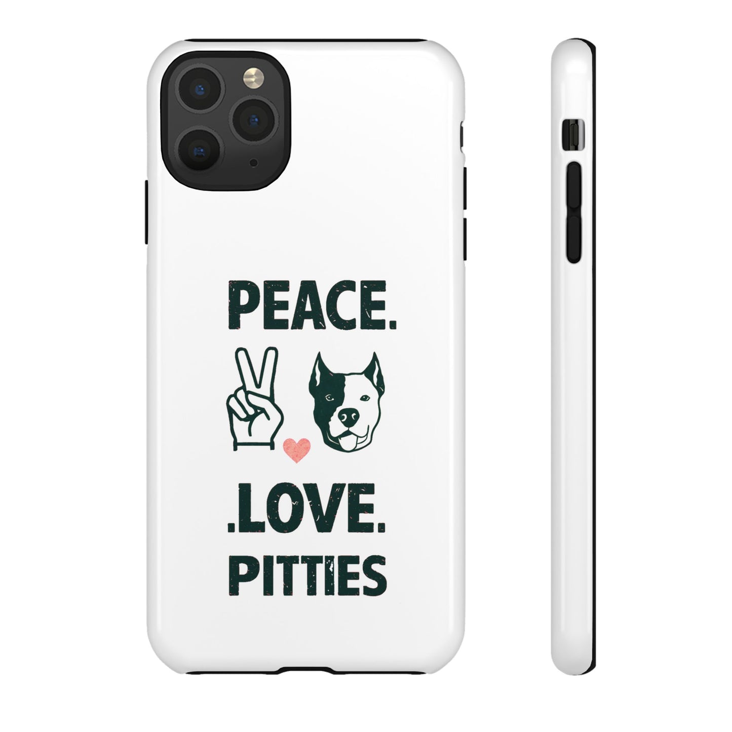 Cute Dog Cartoon Peace Love Pitties iPhone Tough Cases