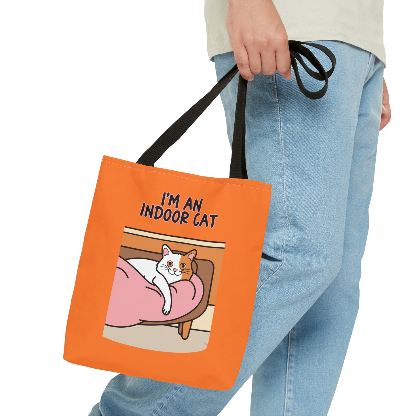 Cute Funny I'm an Indoor Cat Cartoon Meme Tote Bag