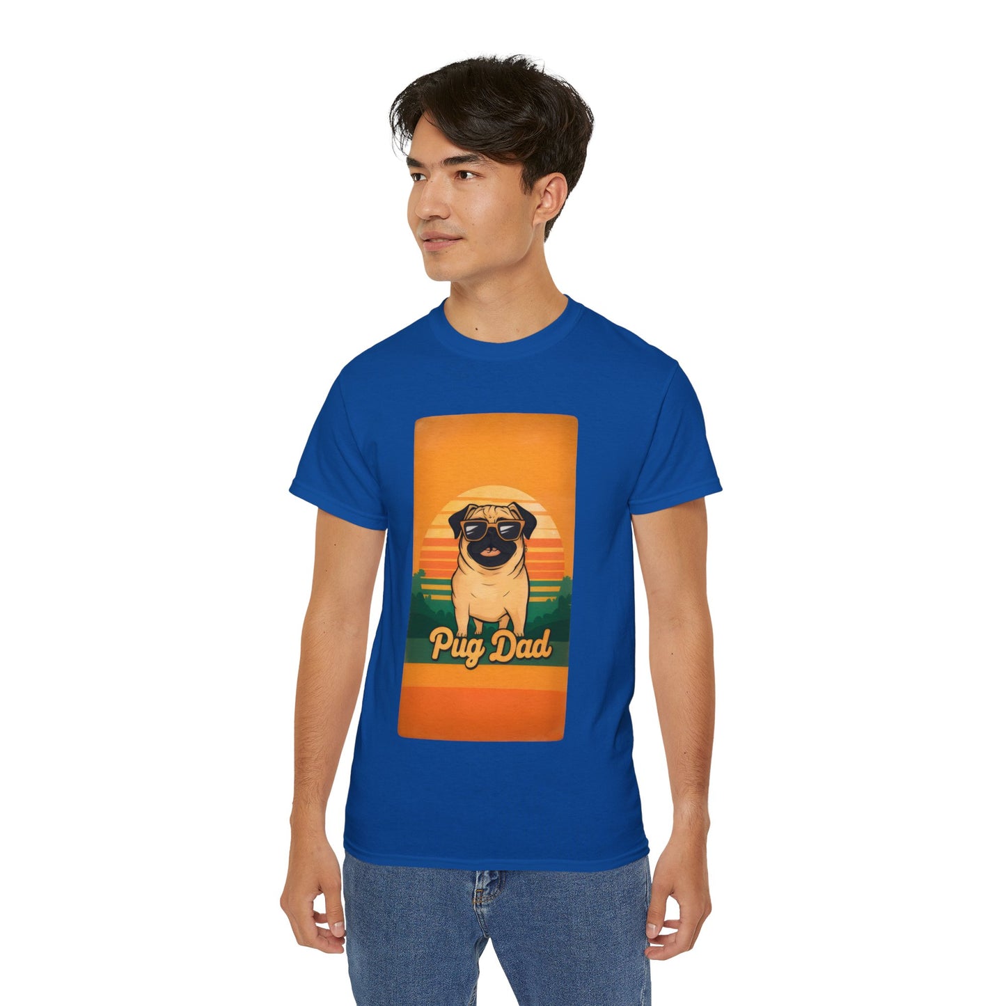 Cute Funny Pug Dad Unisex Organic T-Shirt