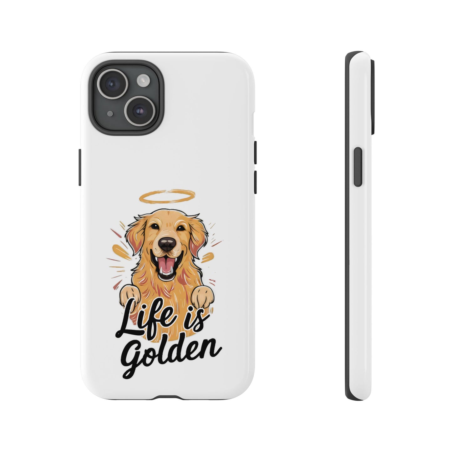 Cute Dog Cartoon Life is Golden iPhone Tough Cases