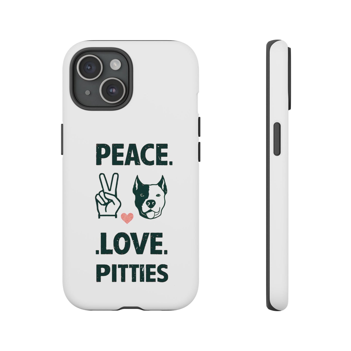 Cute Dog Cartoon Peace Love Pitties iPhone Tough Cases