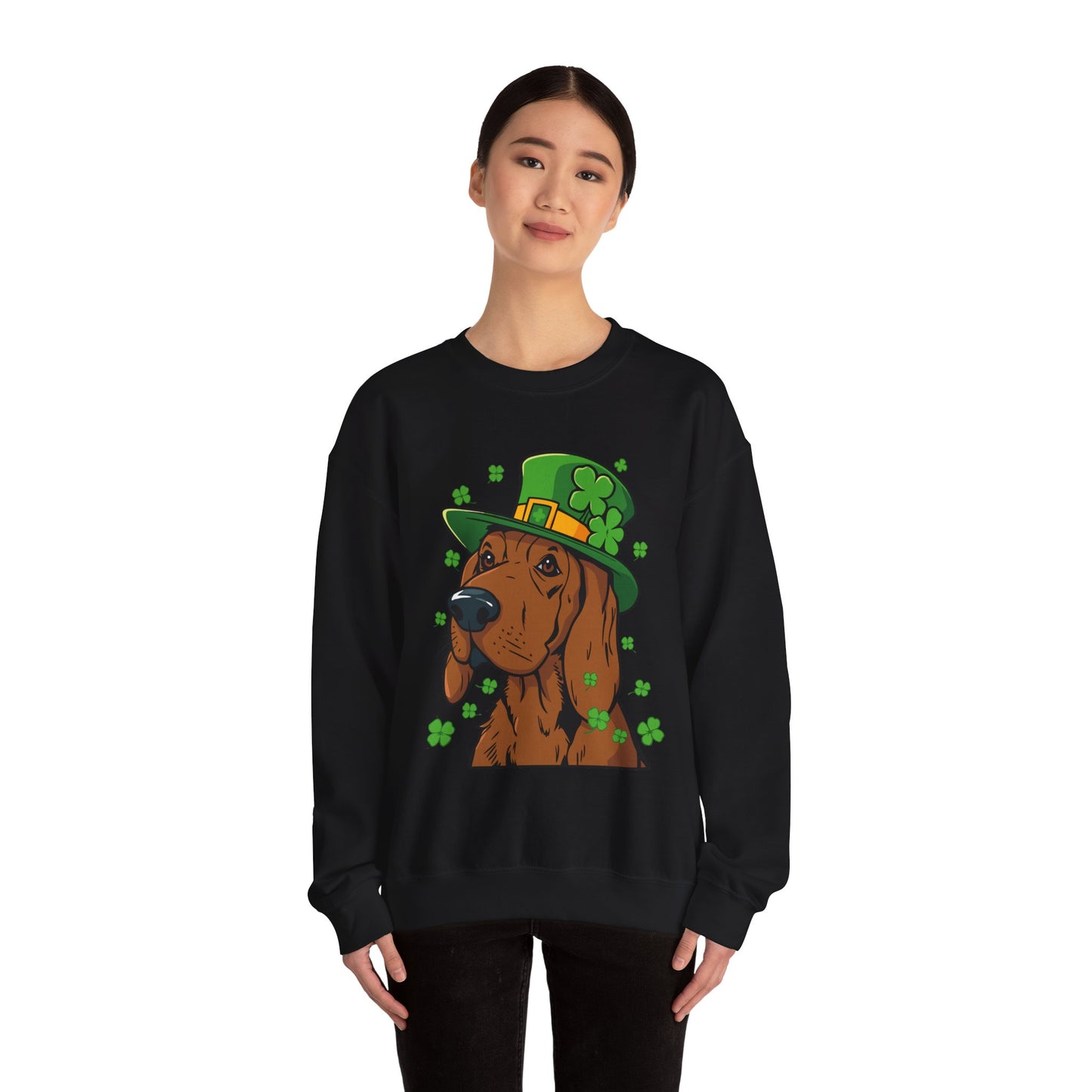 Cute Cartoon Shamrock Bloodhound St Patrick's Day Sweatshirt