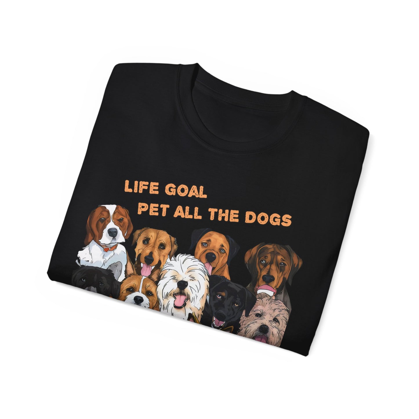 Cute Dog Cartoon Life Goal Pet All the Dogs Unisex Organic T-Shirt