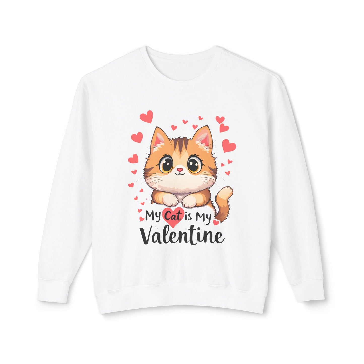 Cartoon Cat Valentine Crewneck Sweatshirt