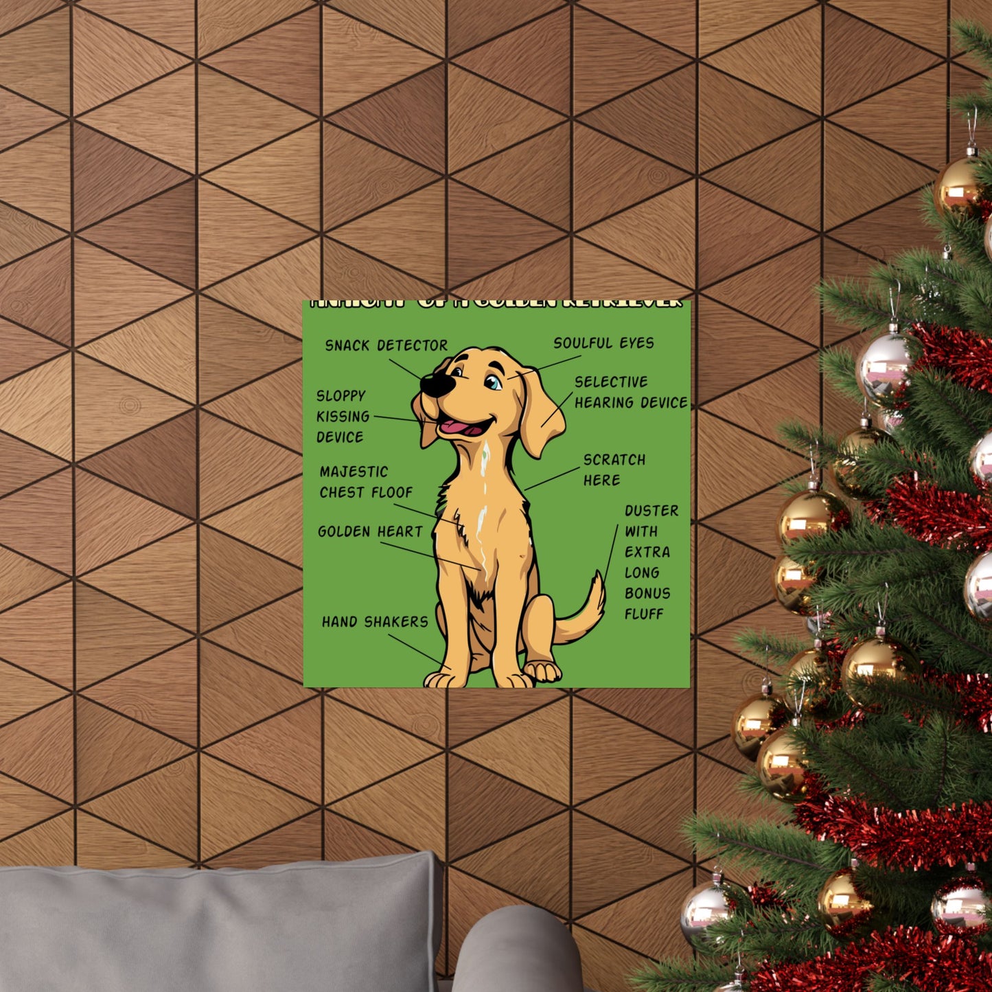 Cute Cartoon Anatomy of a Golden Retriever Posters