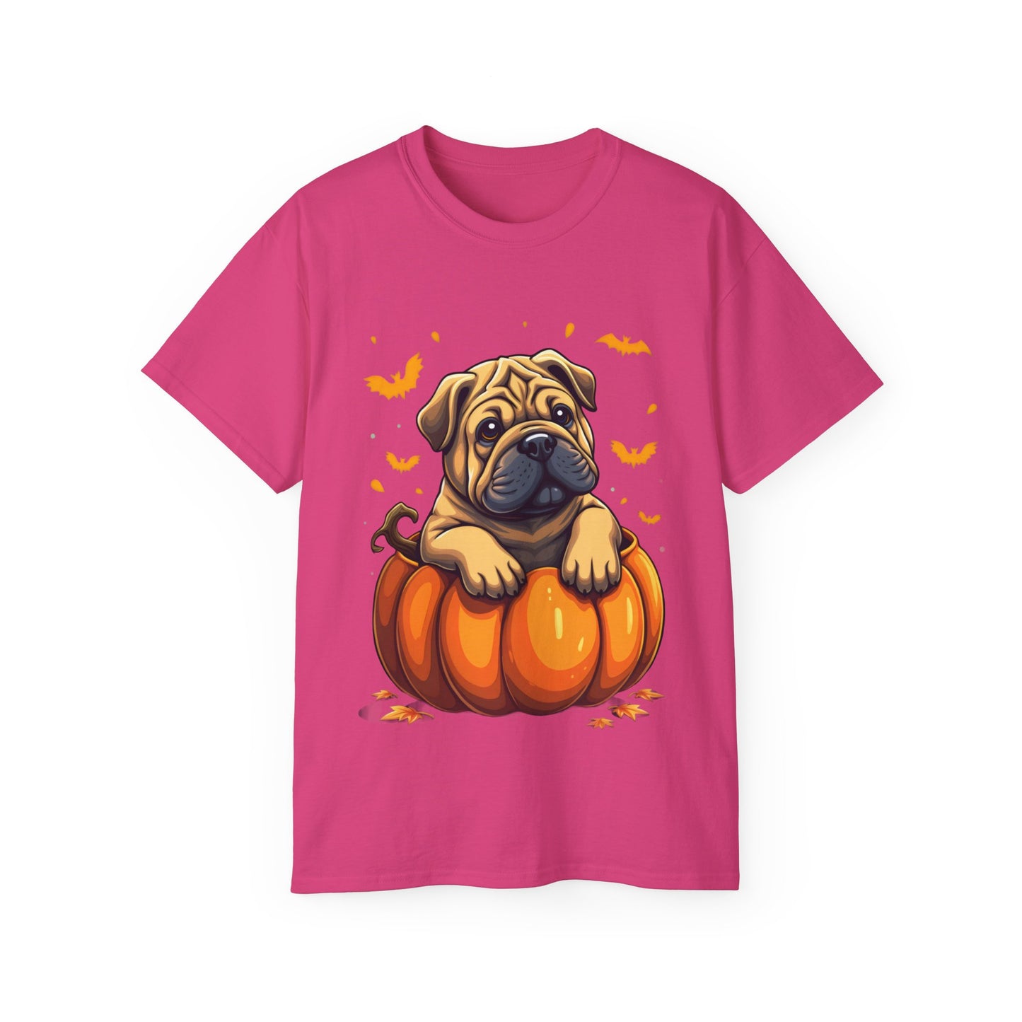 Cute Dog Cartoon Shar Pei Halloween Trick or Treat Unisex Organic T-Shirt