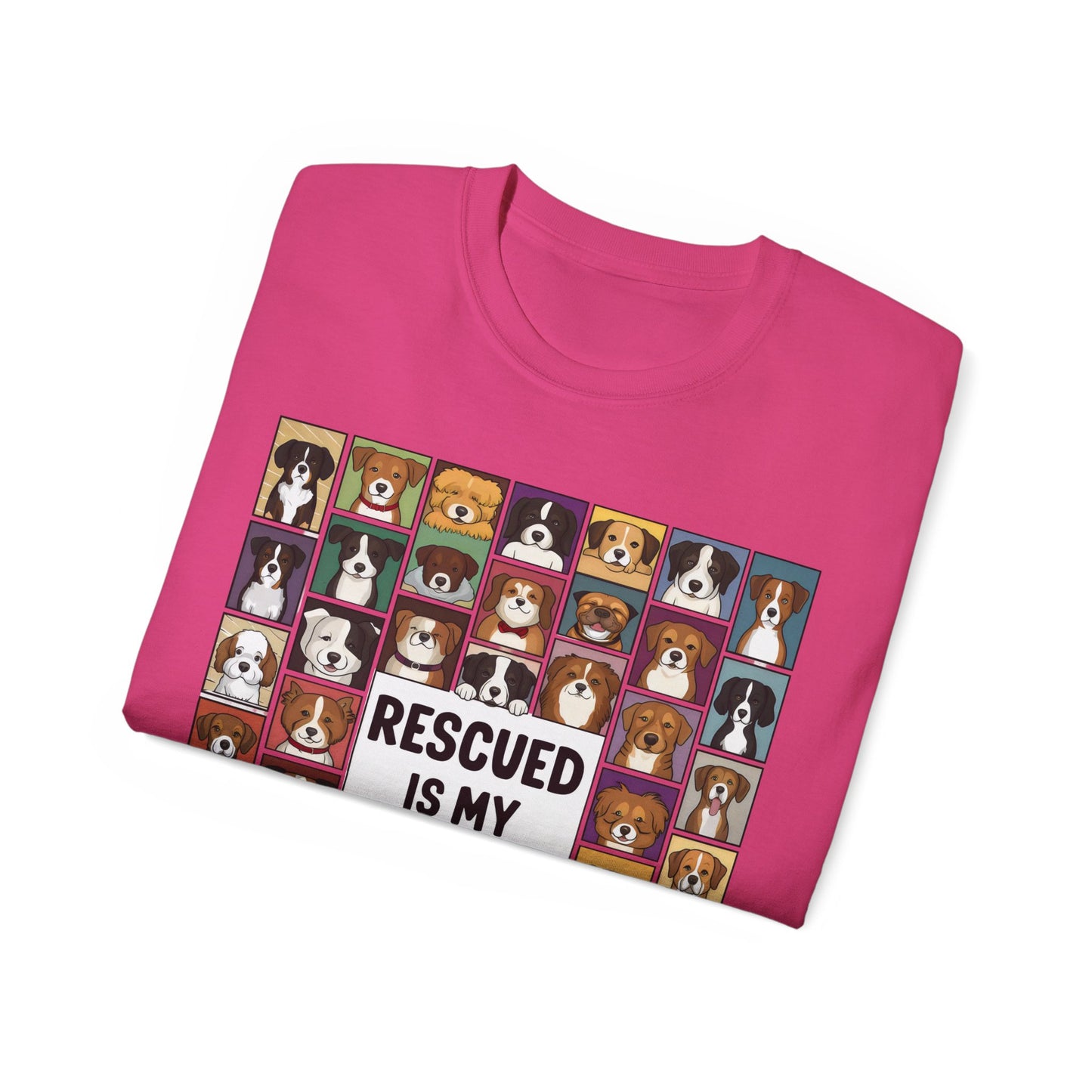 Cute Dog Cartoon Rescued is My Favorite Breed Unisex Organic T-Shirt