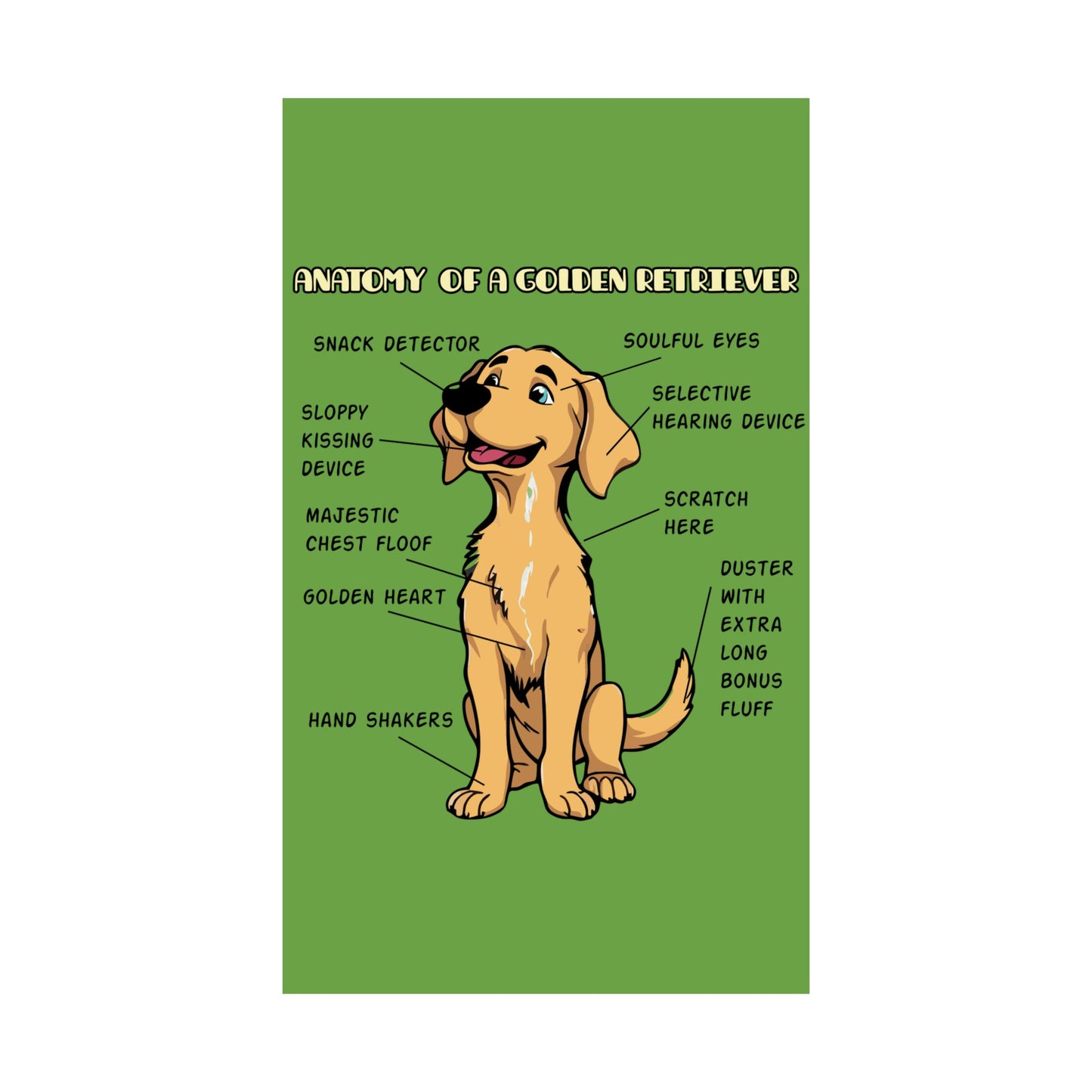 Cute Cartoon Anatomy of a Golden Retriever Posters