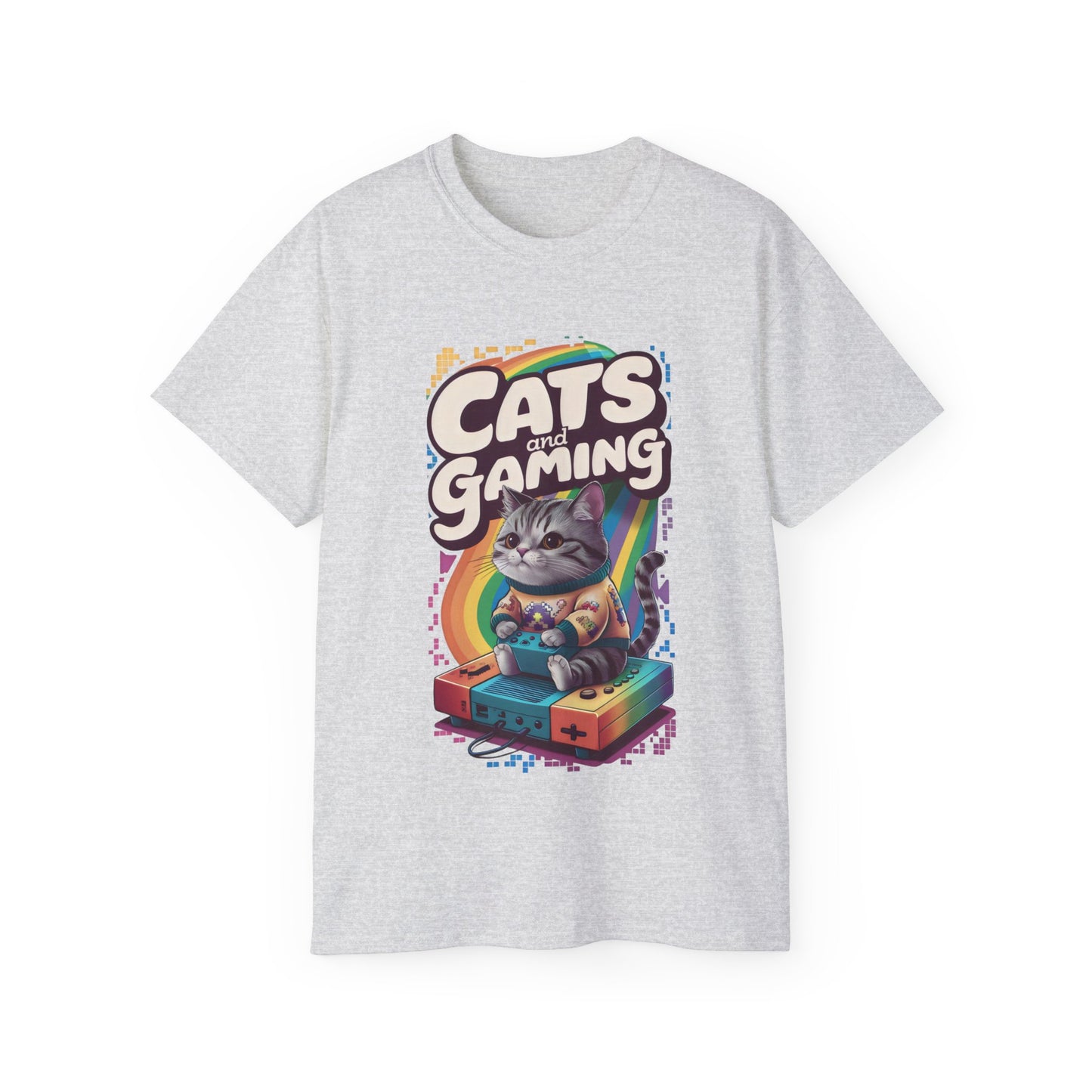 Cute Cartoon Cats and Gaming Unisex Organic T-Shirt