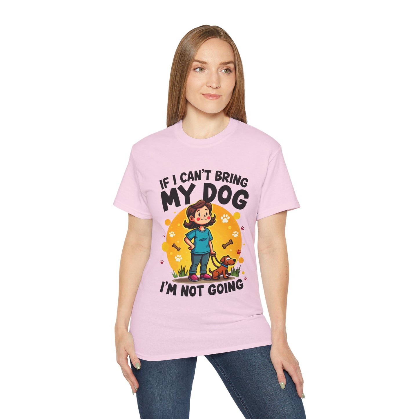 Cute Dog Cartoon If I Can't Bring My Dog I'm Not Going Meme Organic T-Shirt