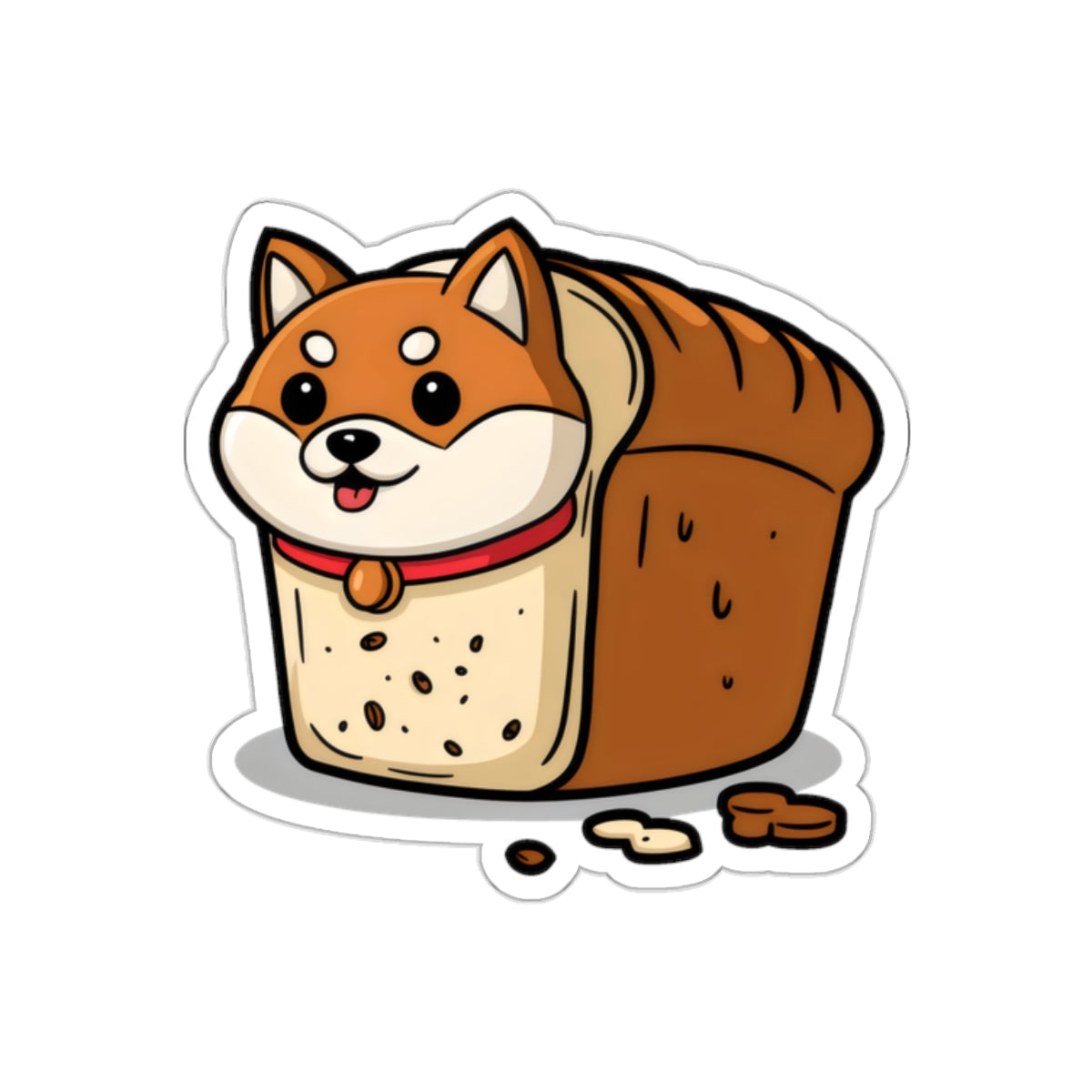 Cute Funny Dog Cartoon Shiba Bread Loaf Kiss-Cut Stickers