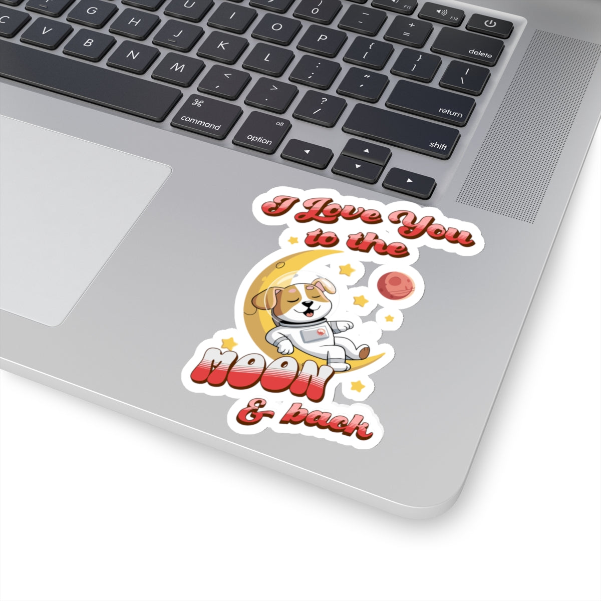 Dog Cartoon I Love You to the Moon and Back Kiss-Cut Sticker