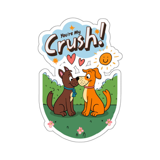 Cute Dog Cartoon You're My Crush Kiss-cut Stickers