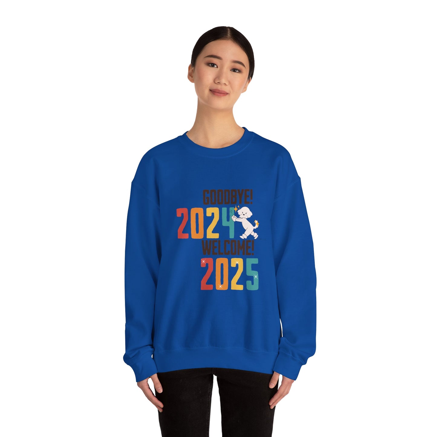 Cheeky Bichon Cute Funny Goodbye 2024 Welcome 2025 Unisex Crewneck Sweatshirt