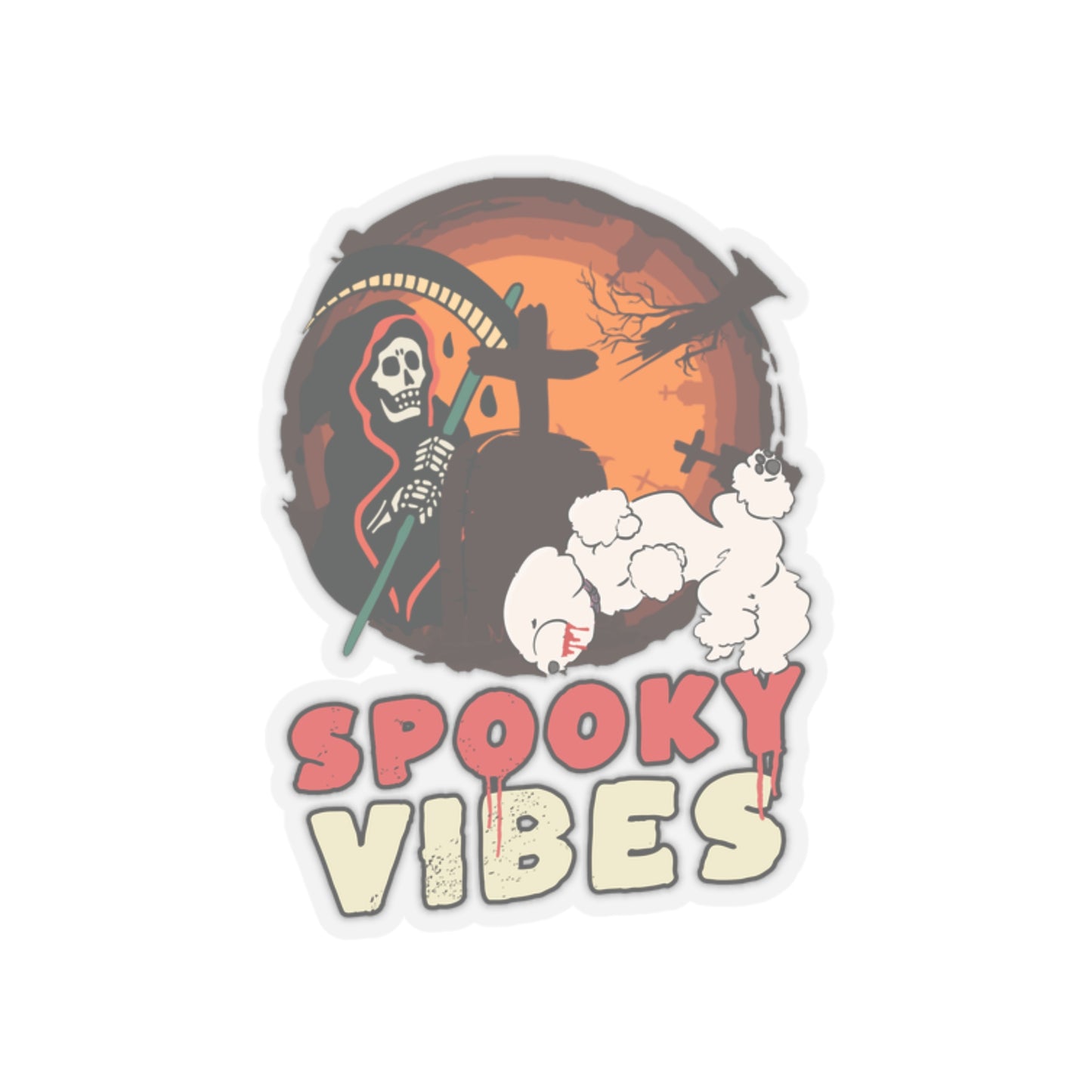 Cheeky Bichon Spooky Vibes Dog Kiss-cut Stickers