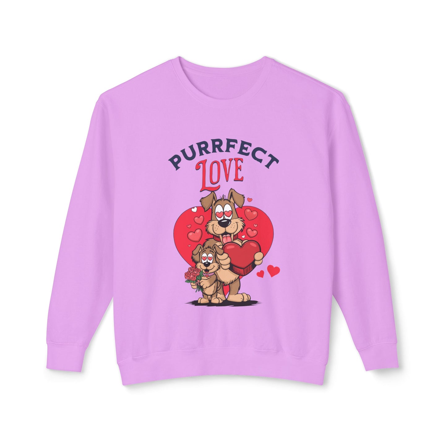 Cute Dog Cartoon Purrfect Love Valentine's Day Crewneck Sweatshirt