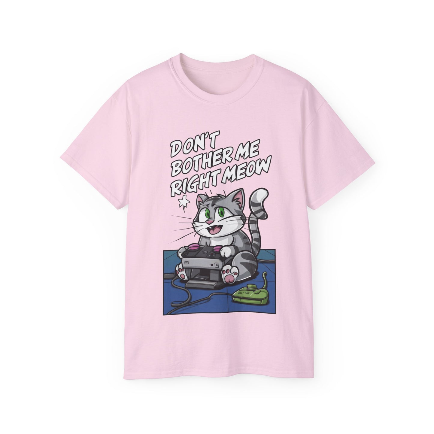 Cute Cat Cartoon Don't Bother Me Right Meow Unisex Organic T-Shirt