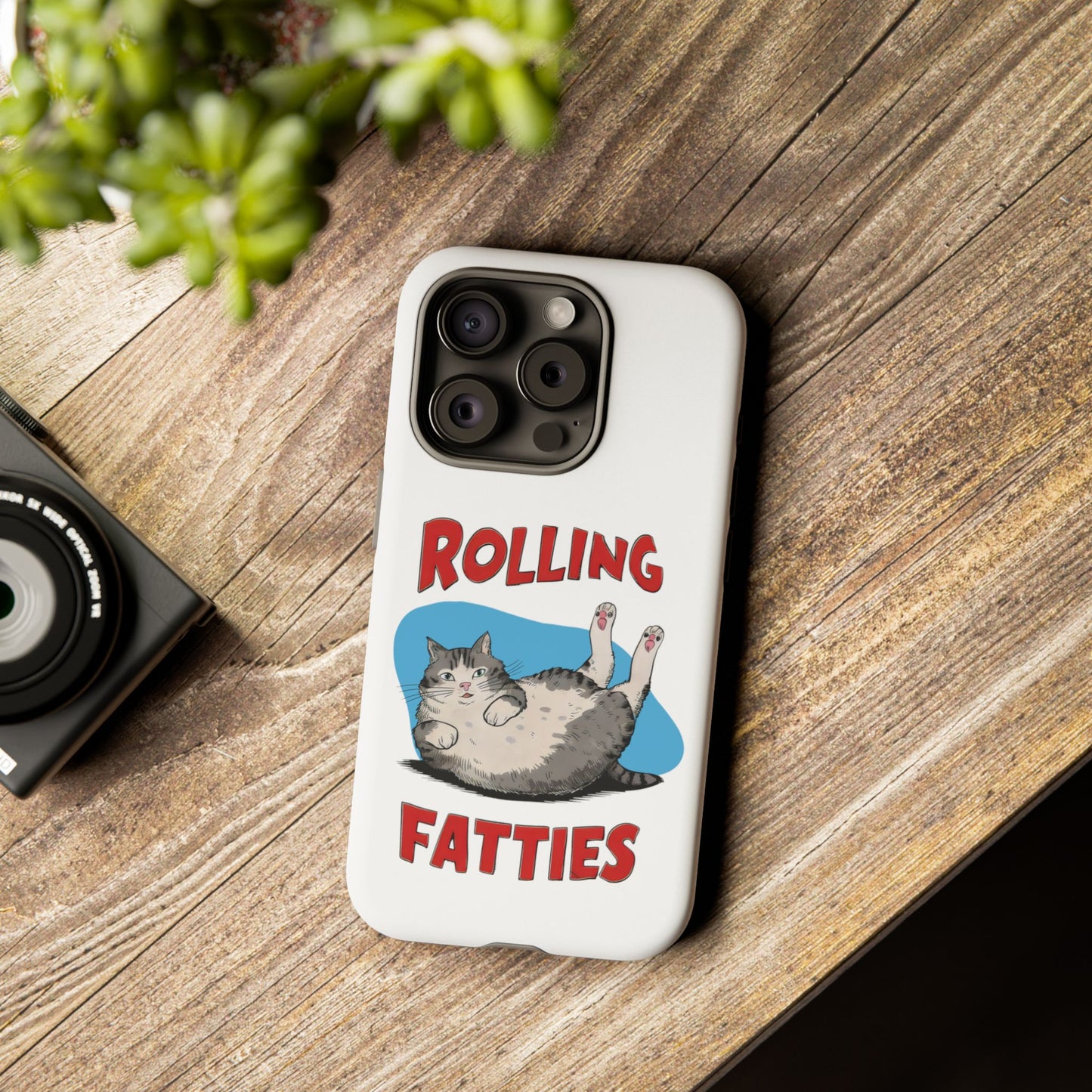 Cute Funny Cat Cartoon Rolling Fatties Meme iPhone Tough Cases