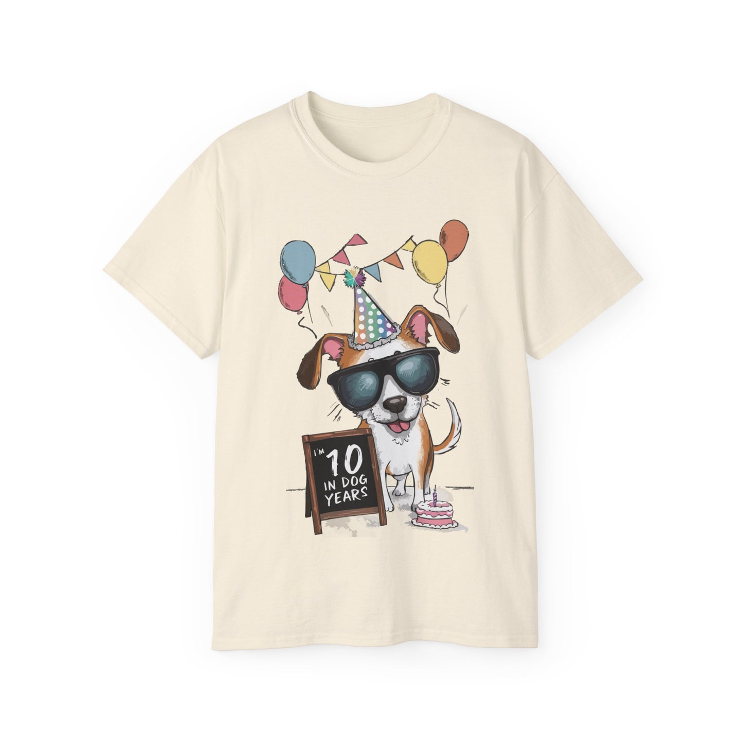 Cute Dog Cartoon I'm 10 in Dog Years Birthday Unisex Organic T-Shirt