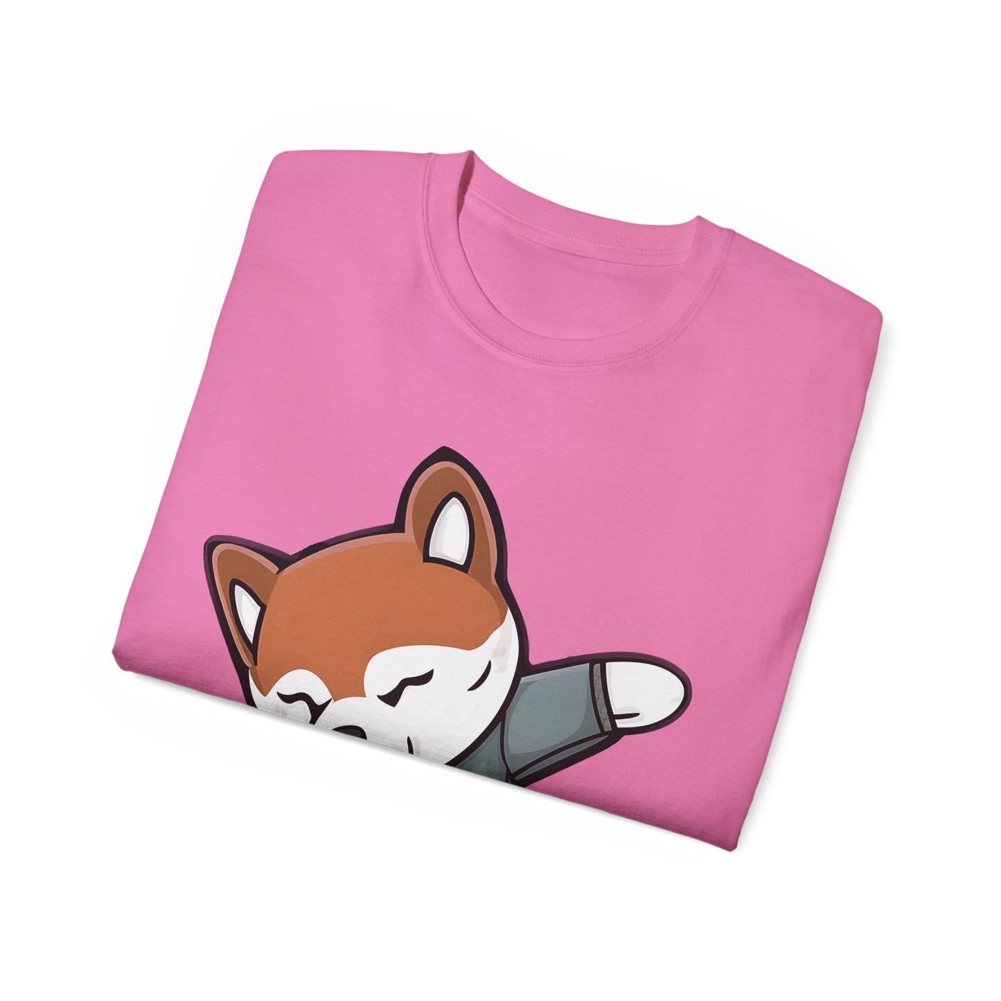 Cute Dog Cartoon Dabbing Shiba Unisex Organic T-Shirt