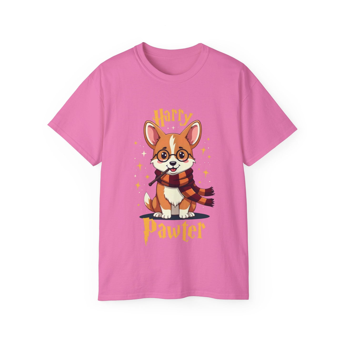 Cute Dog Cartoon Harry Pawter Corgi Unisex Organic T-Shirt