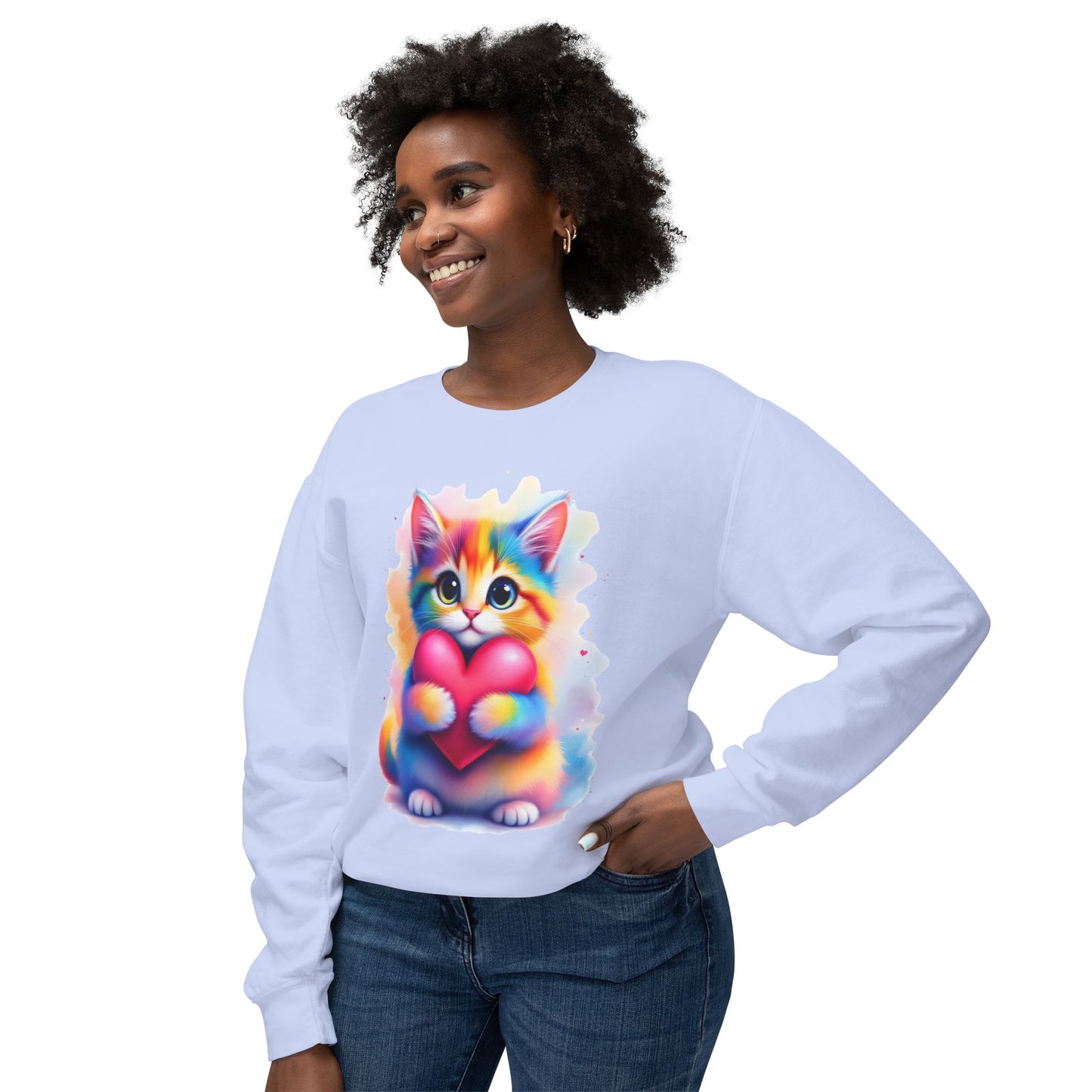 Rainbow Cat Heart Sweatshirt