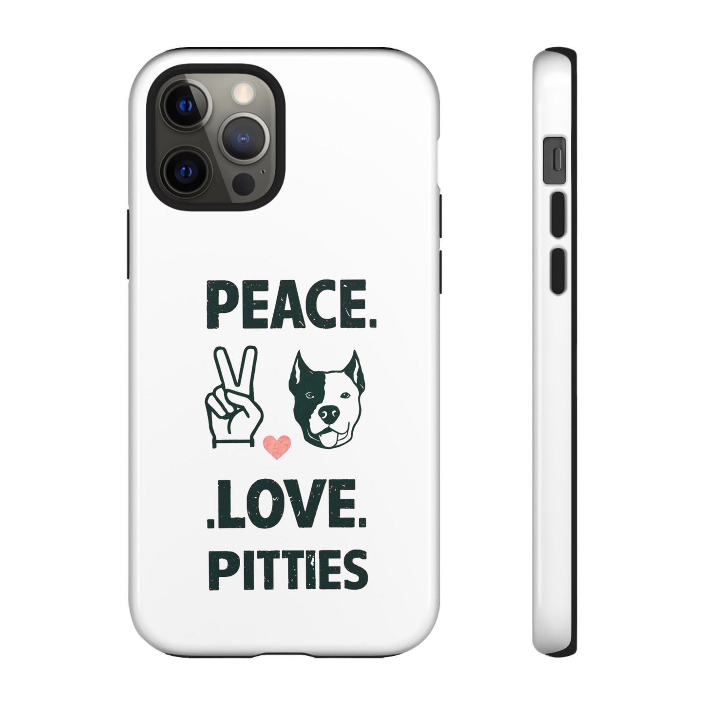 Cute Dog Cartoon Peace Love Pitties iPhone Tough Cases