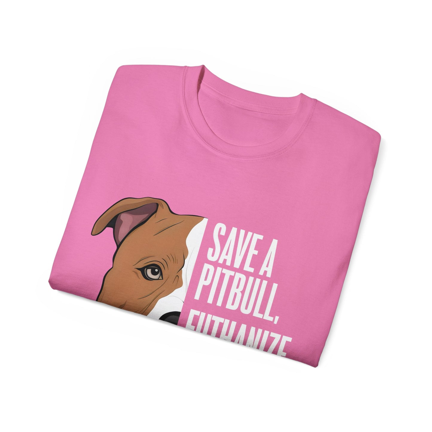 Cute Cartoon Save a Pitbull Euthanize a Dog Fighter Unisex Organic T-Shirt