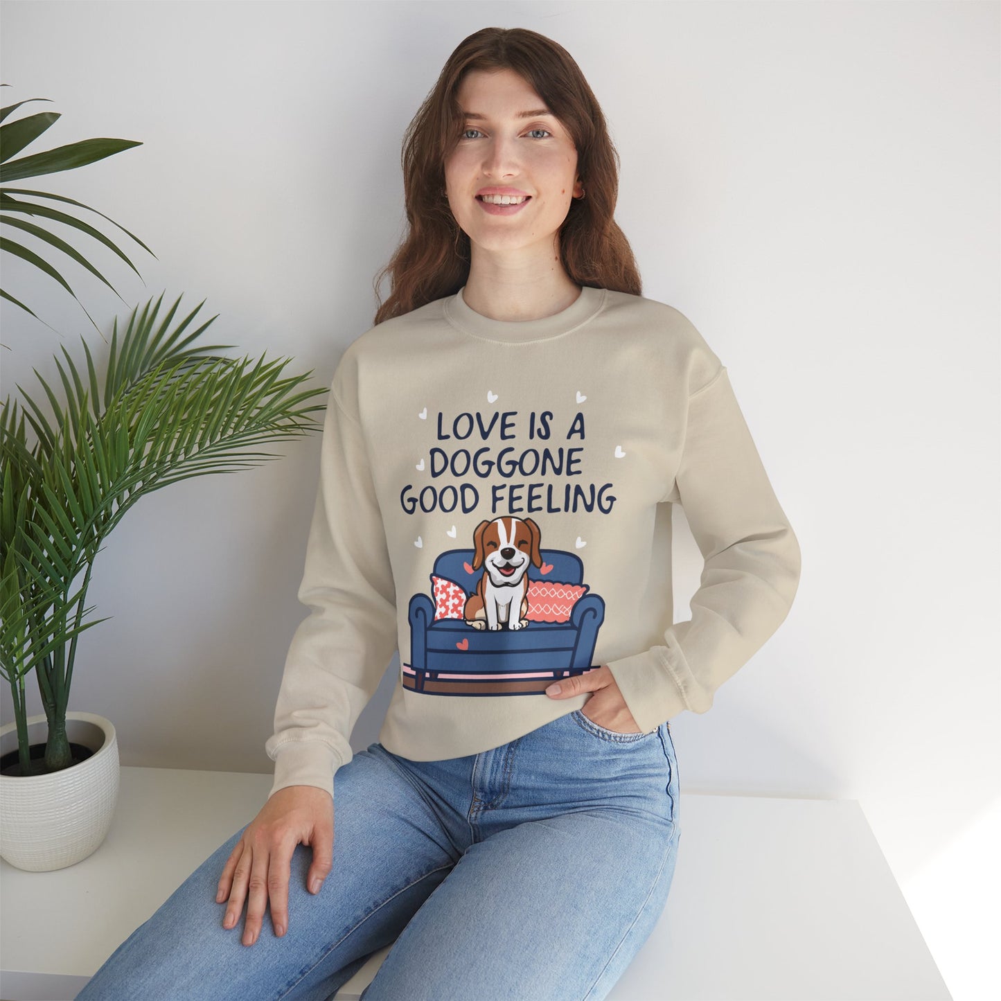 Cute Dog Cartoon Valentine's Day Meme Crewneck Sweatshirt