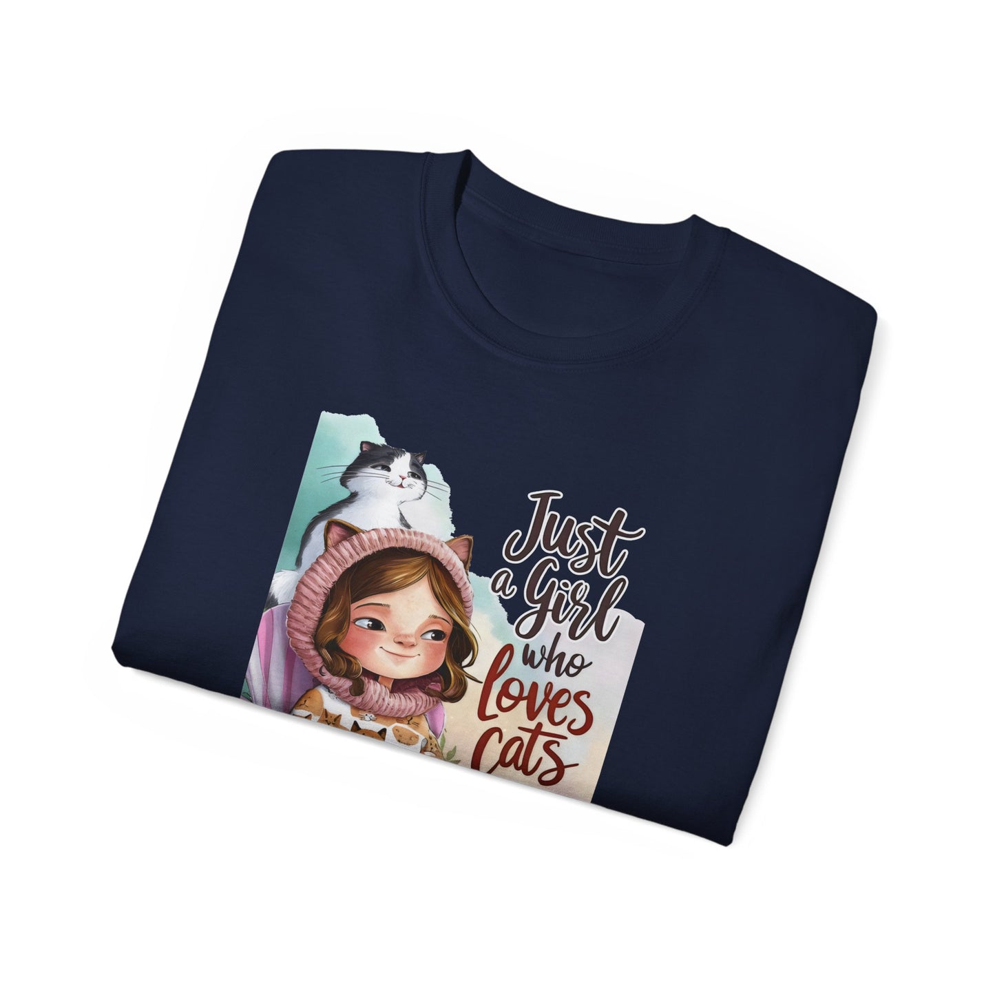 Cute Cartoon Just a Girl Who Loves Cats Organic T-Shirt