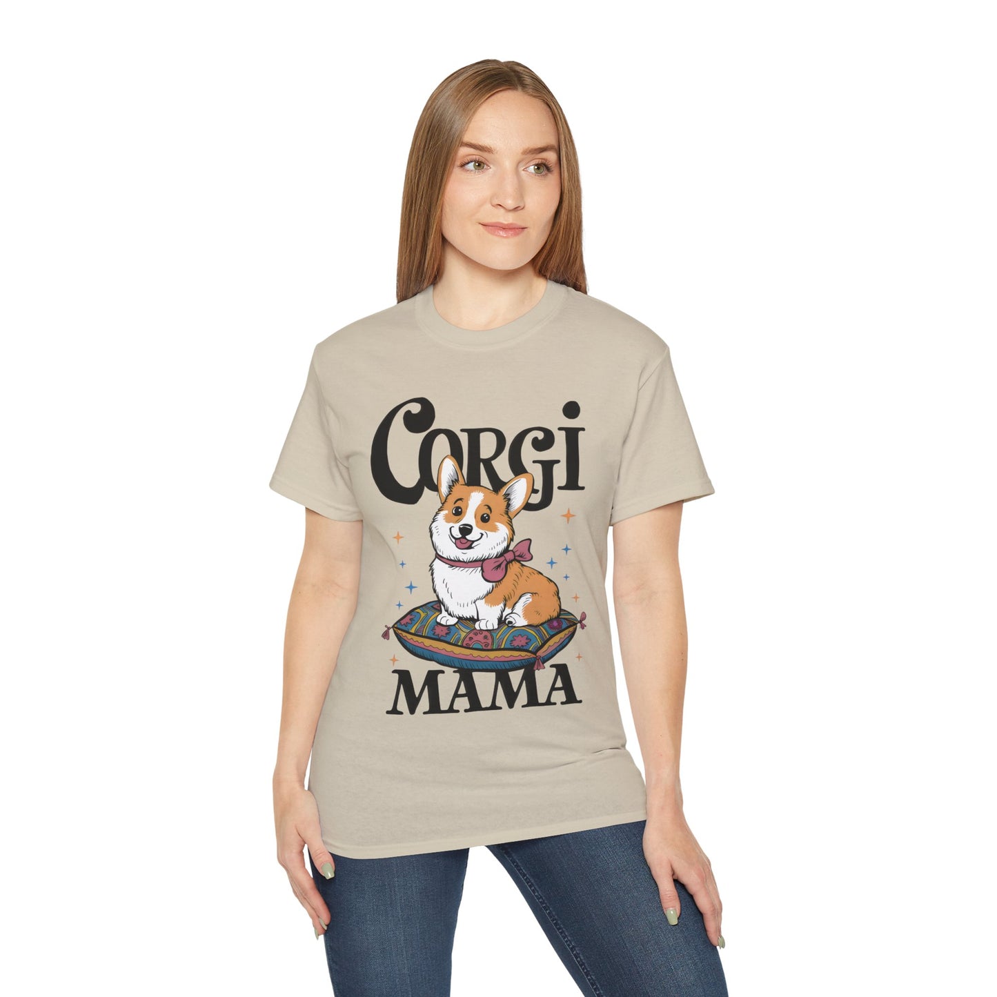 Cute Dog Cartoon Corgi Mama Organic T-Shirt