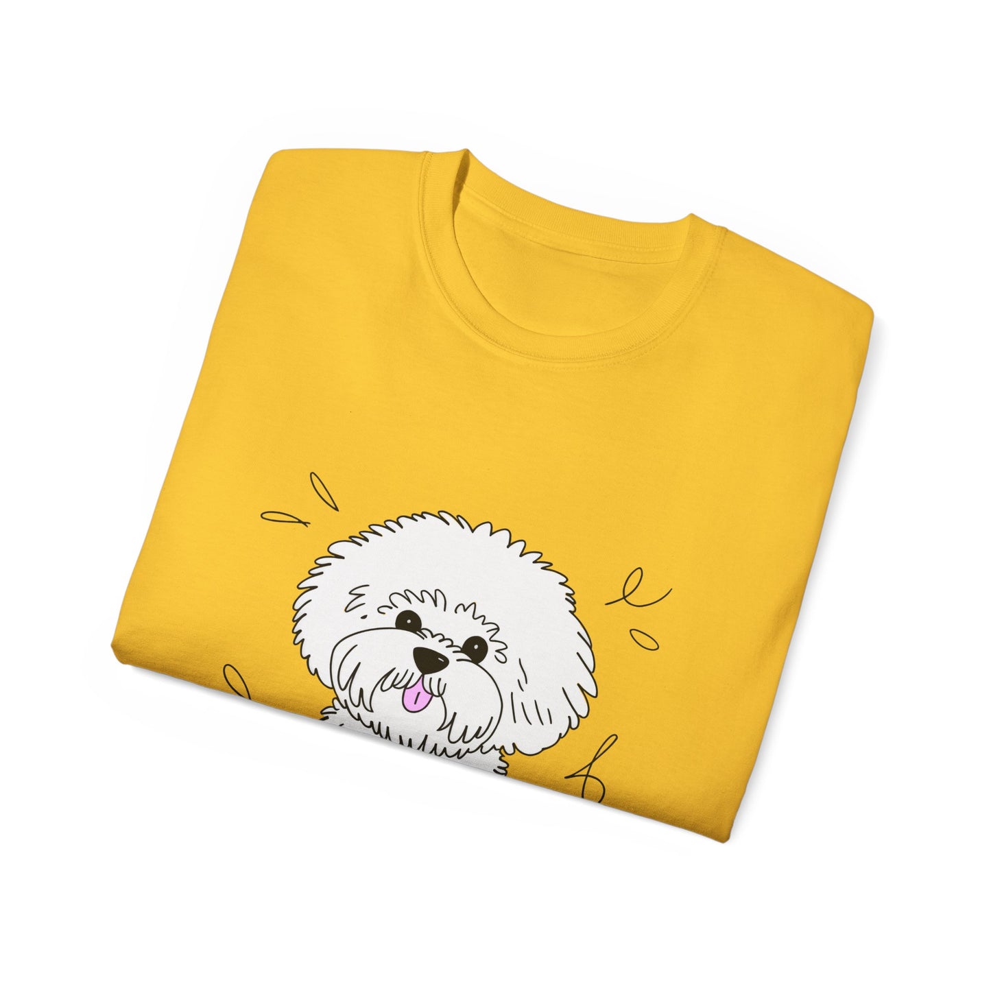 Cute Dog Cartoon Bichon Frise Poodle Unisex Organic T-Shirt