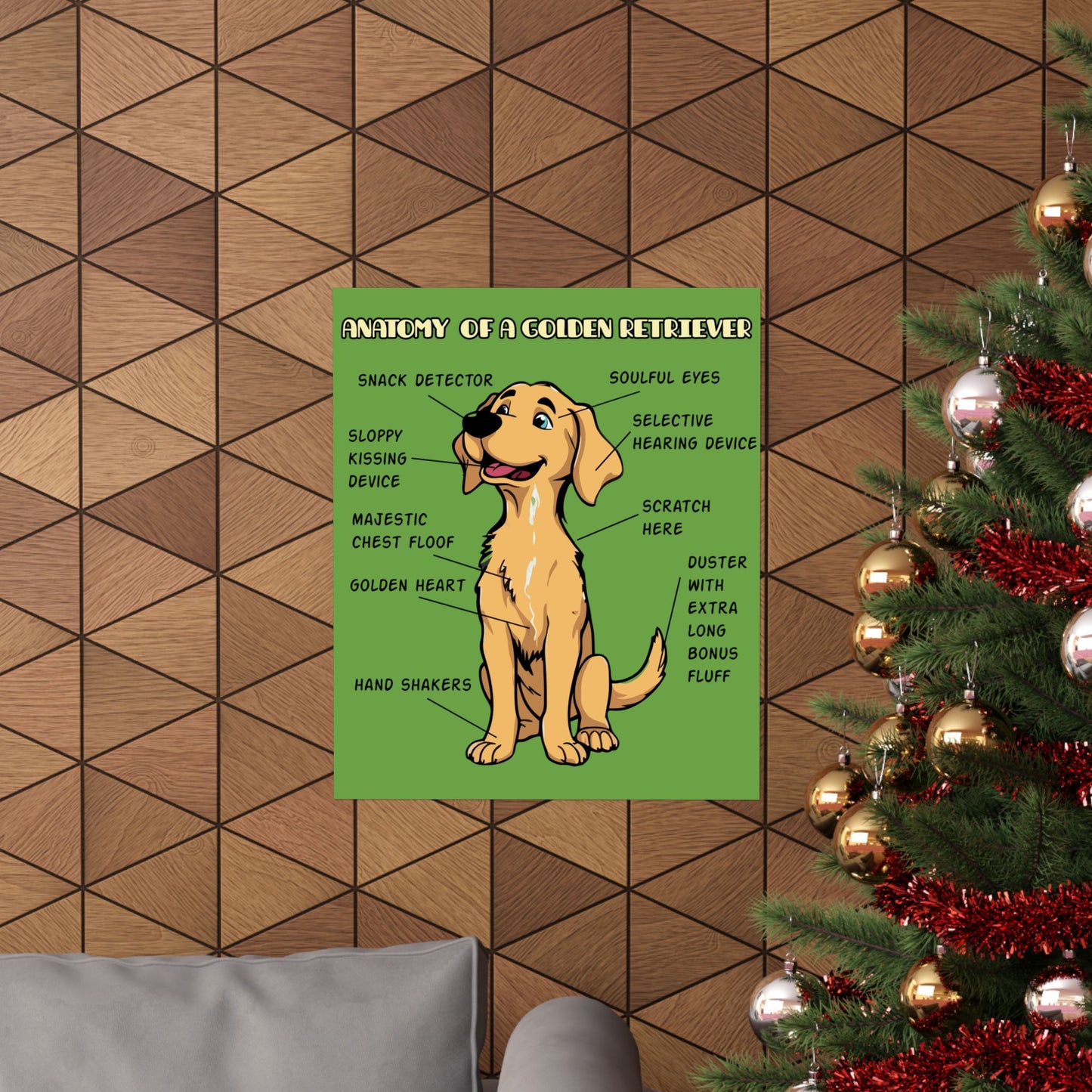 Cute Cartoon Anatomy of a Golden Retriever Posters