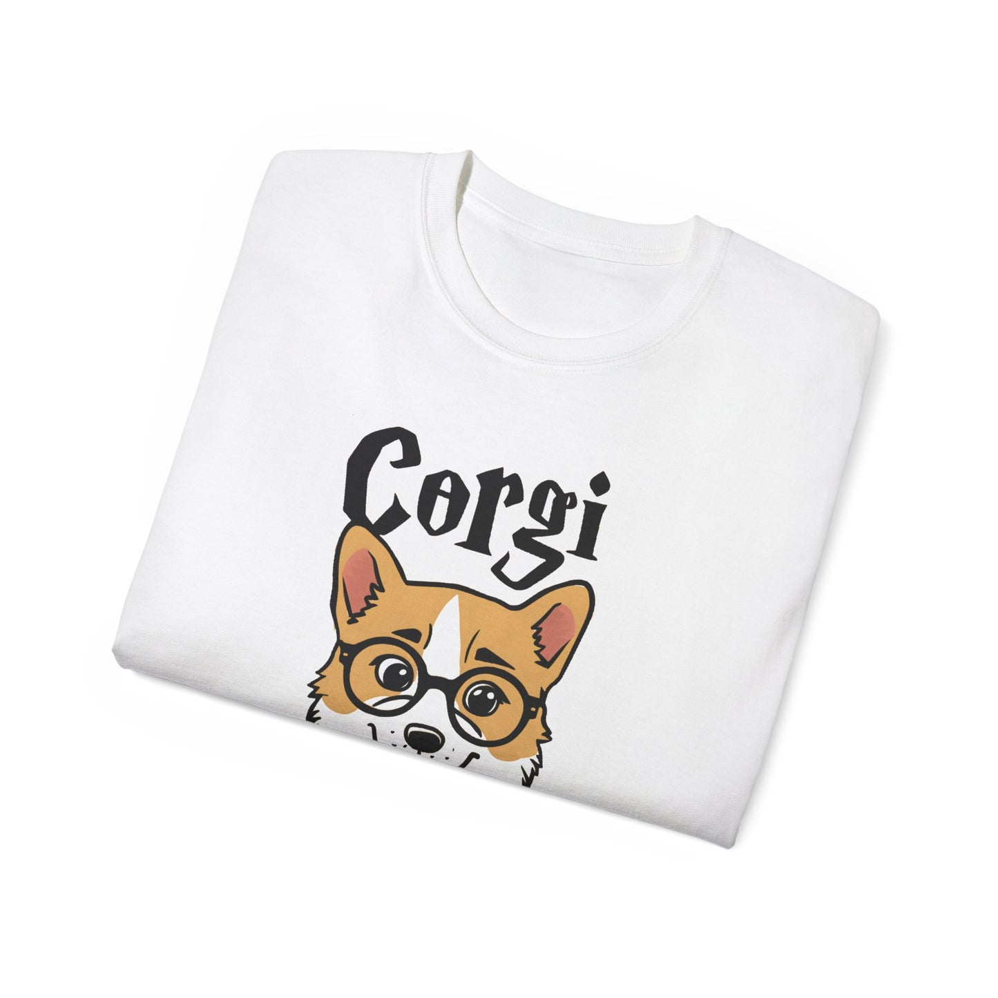 Cute Dog Cartoon Corgi Potter Unisex Organic T-Shirt