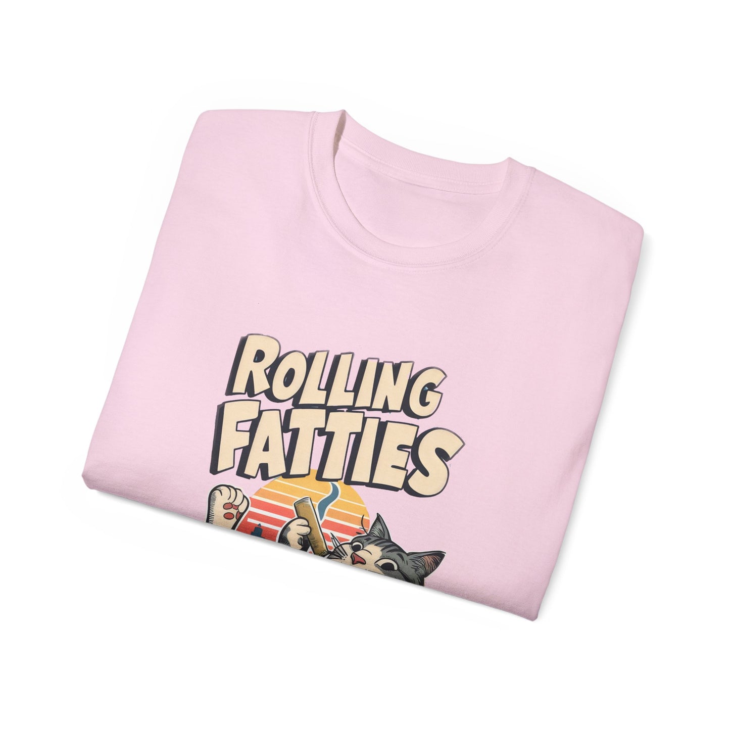 Cute Cat Cartoon Rolling Fatties Unisex Organic T-Shirt