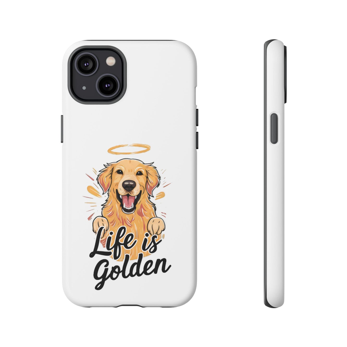 Cute Dog Cartoon Life is Golden iPhone Tough Cases