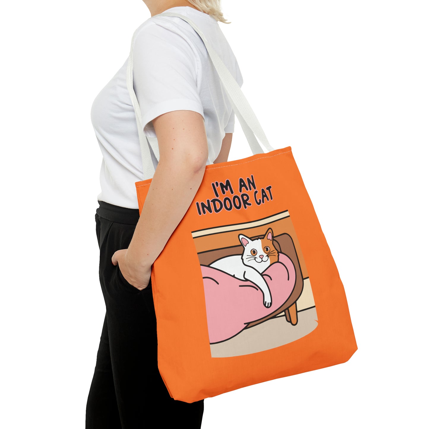 Cute Funny I'm an Indoor Cat Cartoon Meme Tote Bag