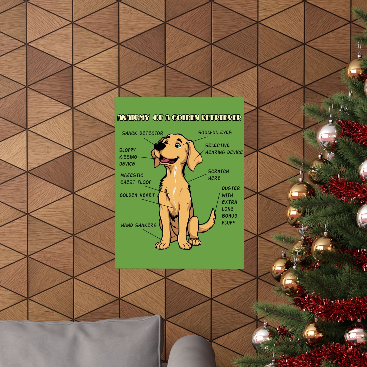 Cute Cartoon Anatomy of a Golden Retriever Posters