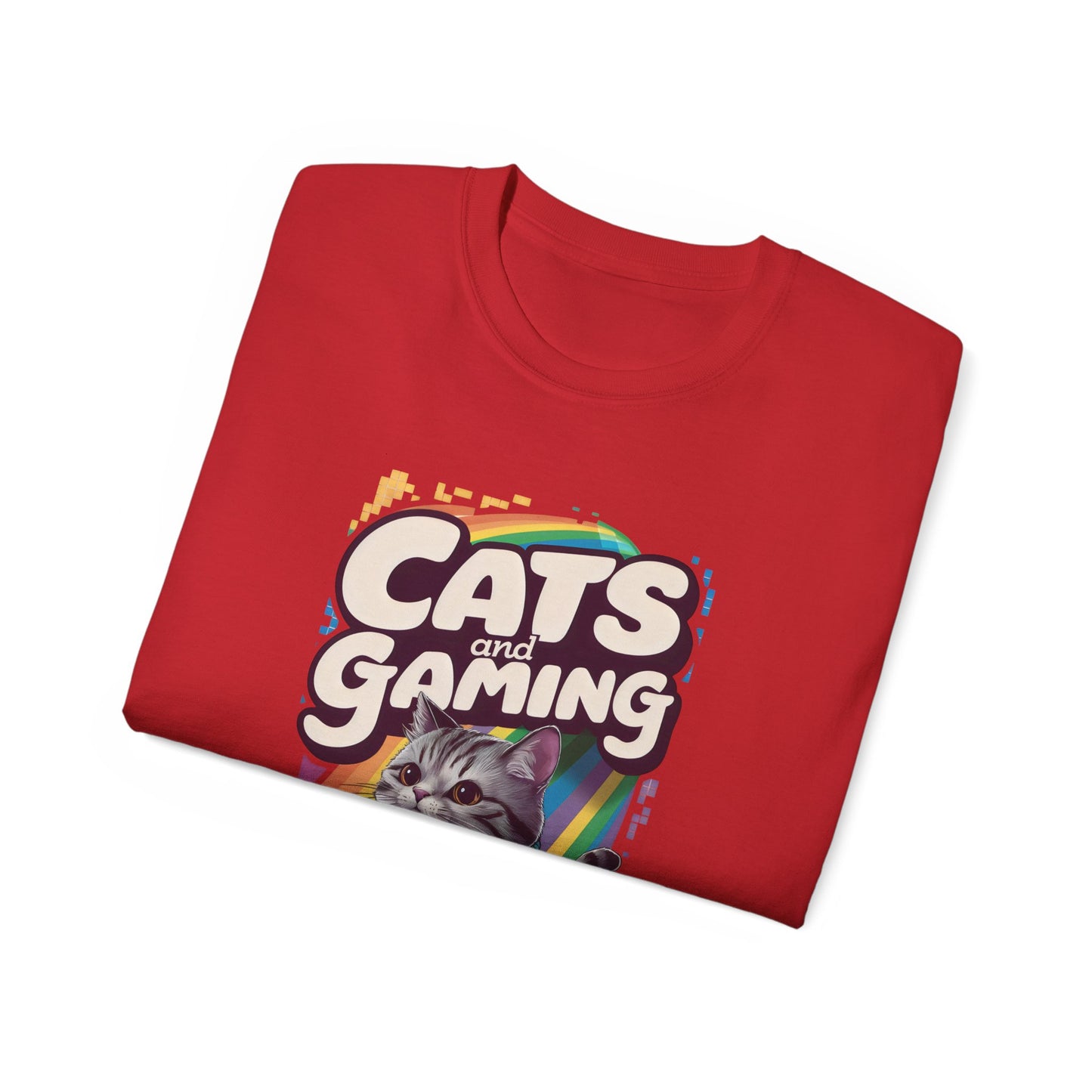 Cute Cartoon Cats and Gaming Unisex Organic T-Shirt